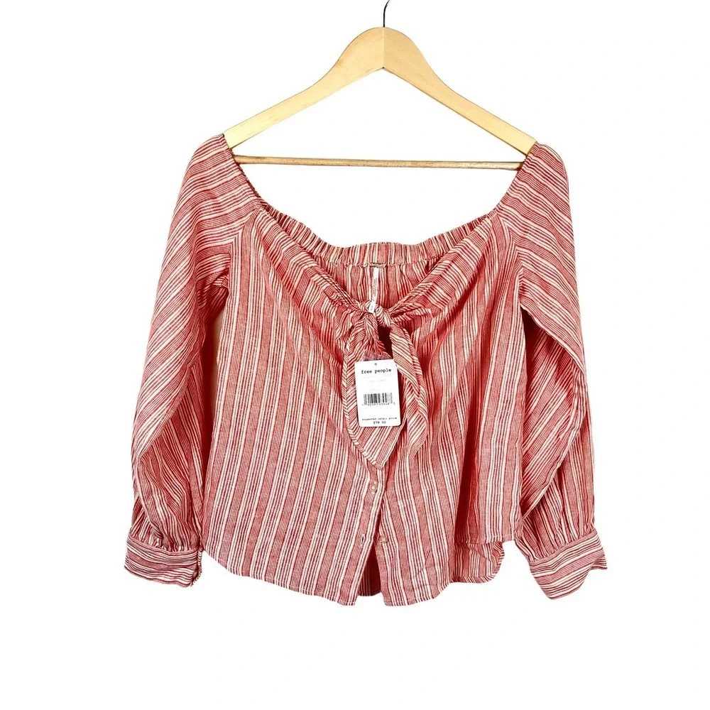 FREE PEOPLE Womens Top Hello There Relaxed Stylish Red‎ Size S OB767675